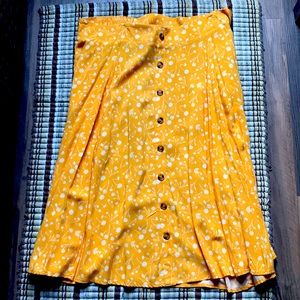 Yellow button front skirt